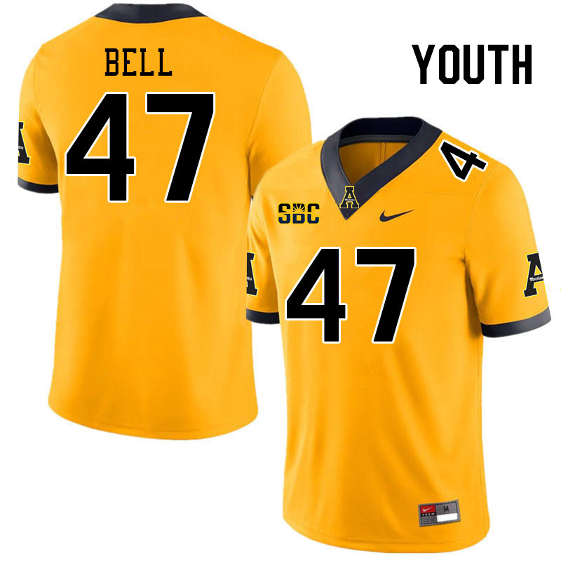 Youth #47 Romelo Bell Appalachian State Mountaineers College Football Jerseys Stitched Sale-Gold